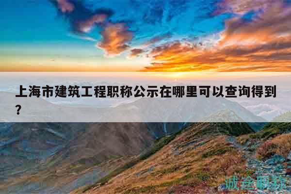 上海市建筑工程職稱公示在哪里可以查詢得到？