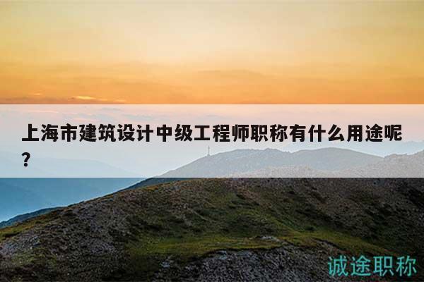 上海市建筑設(shè)計(jì)中級(jí)工程師職稱有什么用途呢？