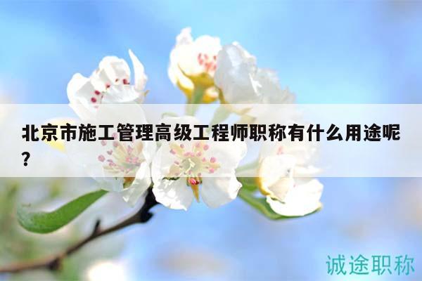 北京市施工管理高級工程師職稱有什么用途呢？