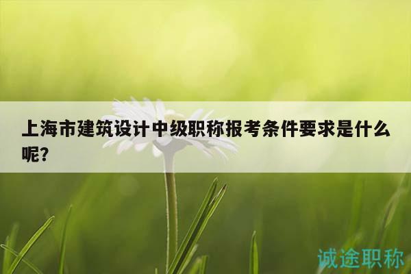 上海市建筑設計中級職稱報考條件要求是什么呢？