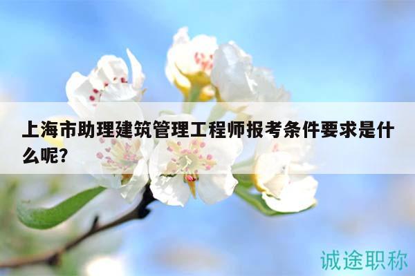 上海市助理建筑管理工程師報考條件要求是什么呢？