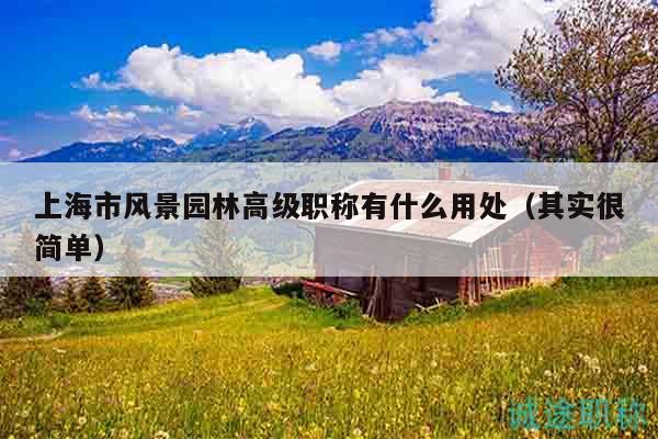 上海市風景園林高級職稱有什么用處（其實很簡單）