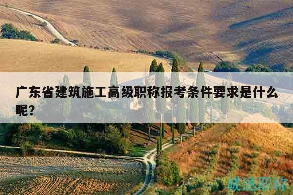 廣東省建筑施工高級職稱報(bào)考條件要求是什么呢？