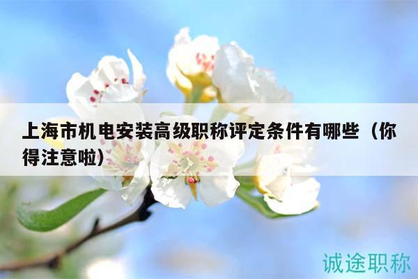 上海市機(jī)電安裝高級(jí)職稱評(píng)定條件有哪些（你得注意啦）