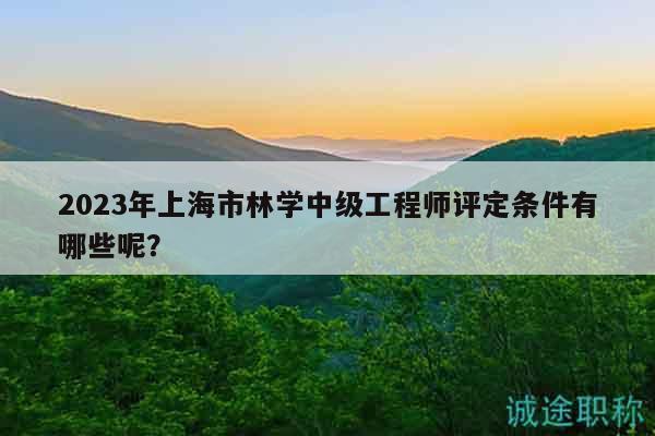 2023年上海市林學中級工程師評定條件有哪些呢？