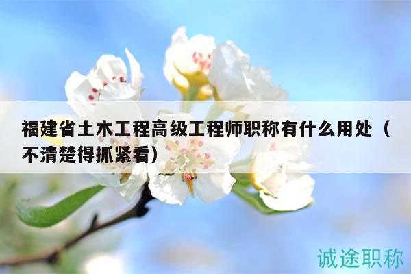 福建省土木工程高級(jí)工程師職稱有什么用處（不清楚得抓緊看）