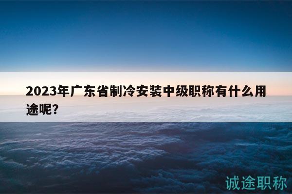 2023年廣東省制冷安裝中級(jí)職稱有什么用途呢？
