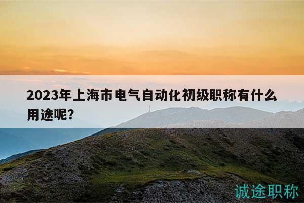 2023年上海市電氣自動化初級職稱有什么用途呢？