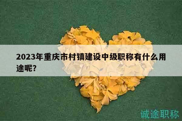 2023年重慶市村鎮(zhèn)建設(shè)中級職稱有什么用途呢？
