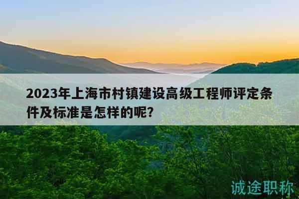 2023年上海市村鎮(zhèn)建設(shè)高級(jí)工程師評定條件及標(biāo)準(zhǔn)是怎樣的呢？