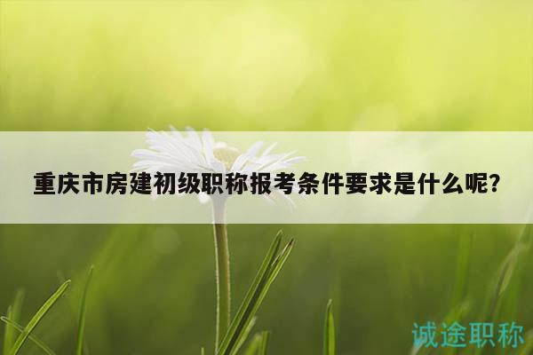 重慶市房建初級職稱報考條件要求是什么呢？