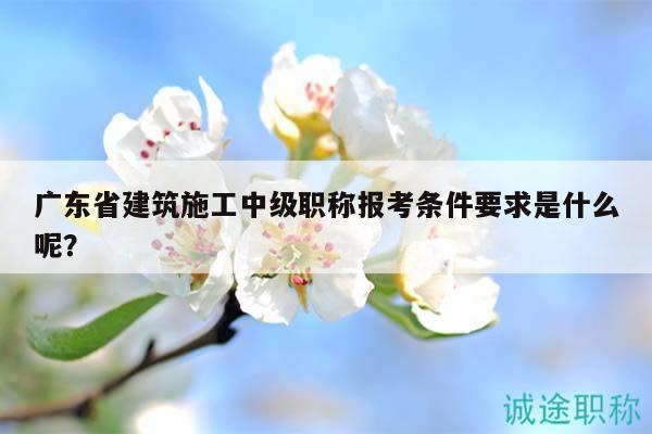 廣東省建筑施工中級(jí)職稱報(bào)考條件要求是什么呢？
