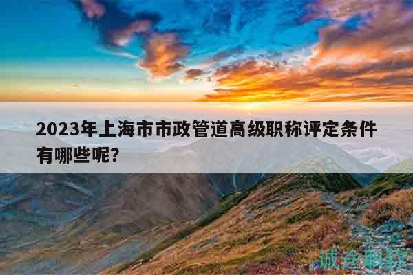 2023年上海市市政管道高級職稱評定條件有哪些呢？