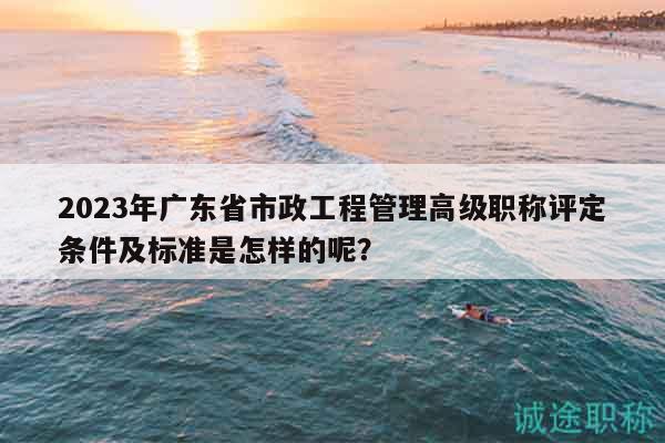 2023年廣東省市政工程管理高級(jí)職稱評(píng)定條件及標(biāo)準(zhǔn)是怎樣的呢？
