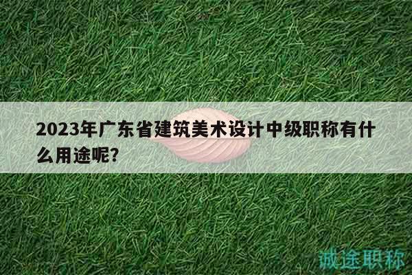 2023年廣東省建筑美術(shù)設(shè)計(jì)中級(jí)職稱有什么用途呢？