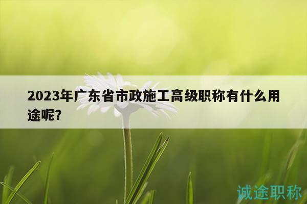 2023年廣東省市政施工高級職稱有什么用途呢？