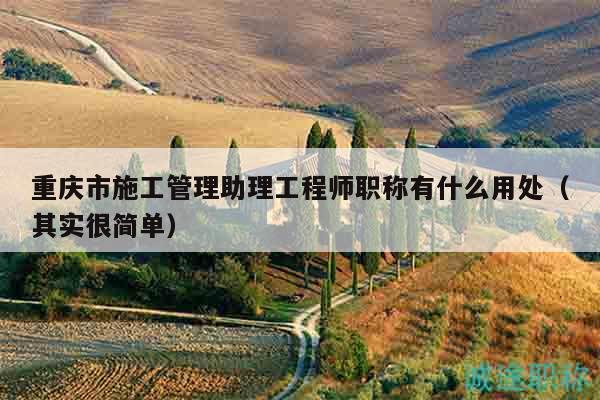 重慶市施工管理助理工程師職稱有什么用處（其實很簡單）