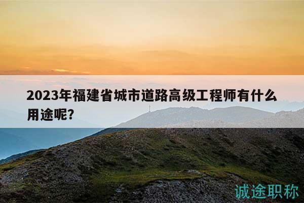 2023年福建省城市道路高級工程師有什么用途呢？