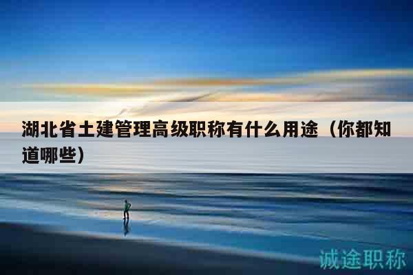 湖北省土建管理高級職稱有什么用途（你都知道哪些）