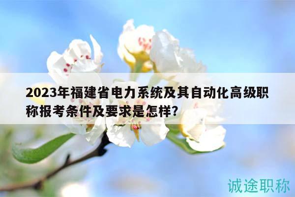 2023年福建省電力系統(tǒng)及其自動(dòng)化高級(jí)職稱報(bào)考條件及要求是怎樣？