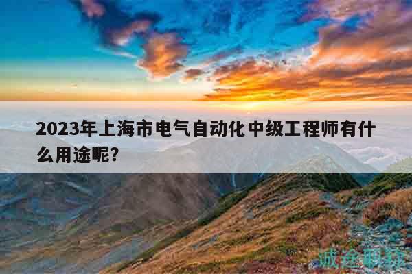 2023年上海市電氣自動(dòng)化中級(jí)工程師有什么用途呢？