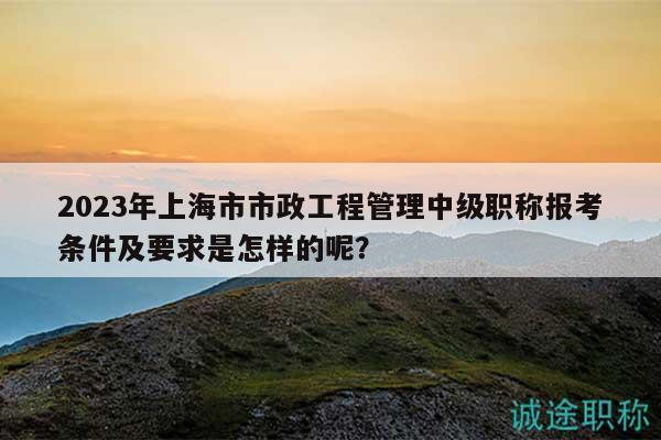 2023年上海市市政工程管理中級職稱報(bào)考條件及要求是怎樣的呢？
