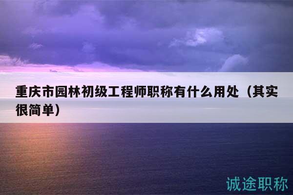 重慶市園林初級工程師職稱有什么用處（其實(shí)很簡單）
