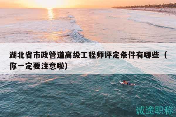 湖北省市政管道高級(jí)工程師評(píng)定條件有哪些（你一定要注意啦）