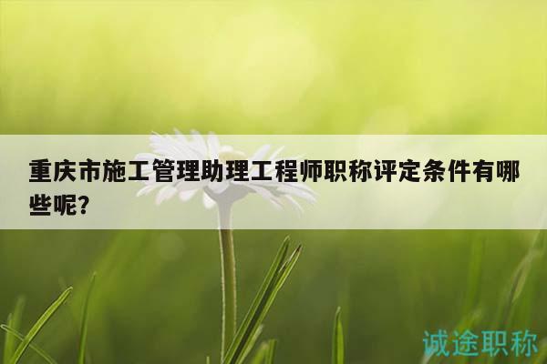重慶市施工管理助理工程師職稱評定條件有哪些呢？