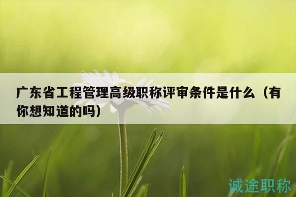 廣東省工程管理高級職稱評審條件是什么（有你想知道的嗎）