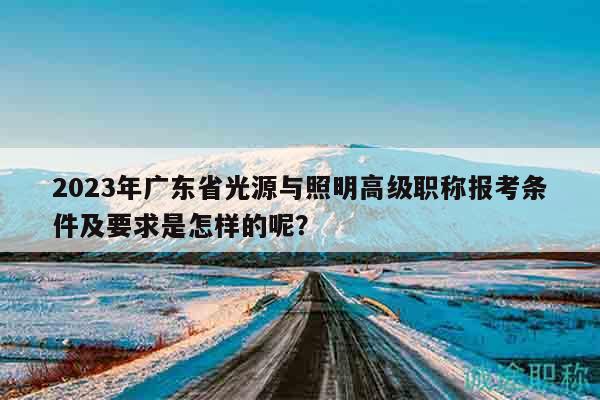 2023年廣東省光源與照明高級職稱報考條件及要求是怎樣的呢？