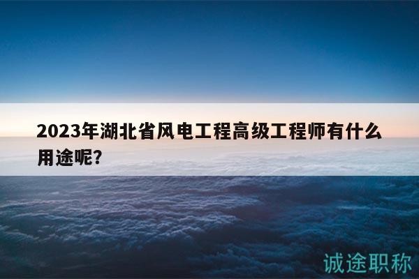 2023年湖北省風電工程高級工程師有什么用途呢？