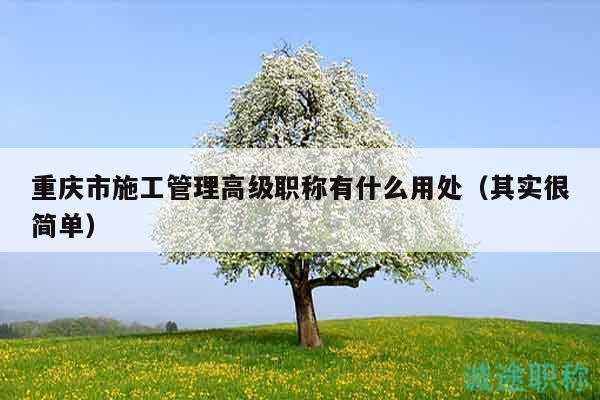 重慶市施工管理高級(jí)職稱(chēng)有什么用處（其實(shí)很簡(jiǎn)單）