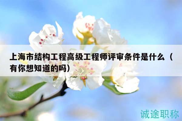 上海市結(jié)構(gòu)工程高級(jí)工程師評(píng)審條件是什么（有你想知道的嗎）