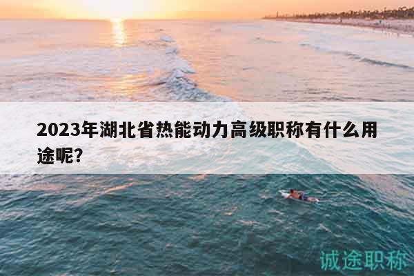 2023年湖北省熱能動力高級職稱有什么用途呢？