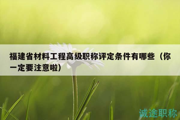 福建省材料工程高級(jí)職稱評(píng)定條件有哪些（你一定要注意啦）