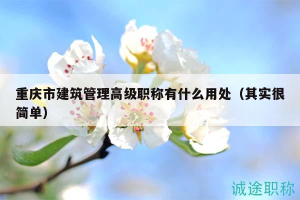 重慶市建筑管理高級職稱有什么用處（其實很簡單）