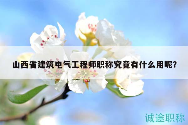 山西省建筑電氣工程師職稱究竟有什么用呢？