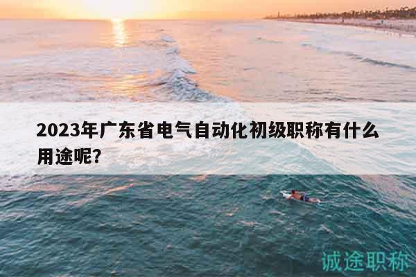 2023年廣東省電氣自動化初級職稱有什么用途呢？