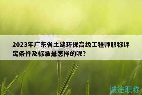 2023年廣東省土建環(huán)保高級(jí)工程師職稱評(píng)定條件及標(biāo)準(zhǔn)是怎樣的呢？
