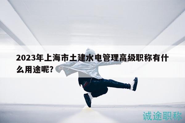 2023年上海市土建水電管理高級職稱有什么用途呢？