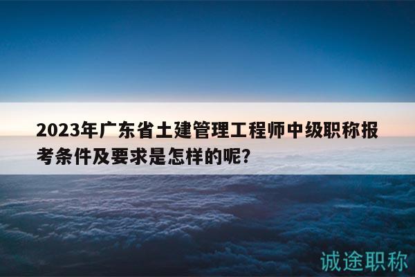 2023年廣東省土建管理工程師中級職稱報(bào)考條件及要求是怎樣的呢？