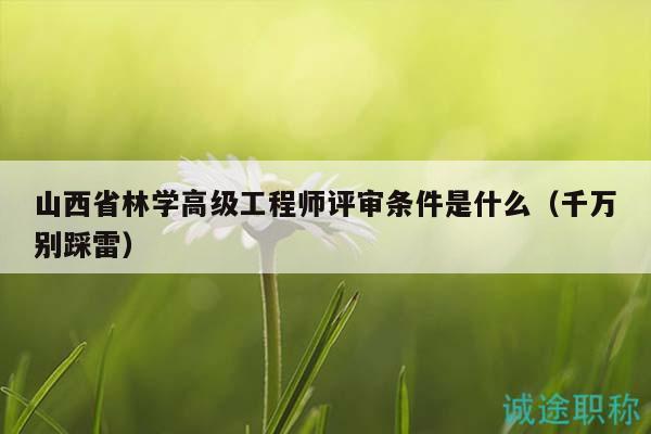 山西省林學(xué)高級(jí)工程師評(píng)審條件是什么（千萬別踩雷）