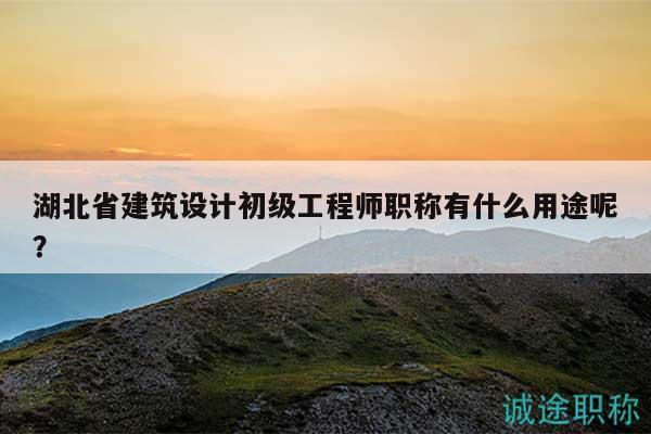 湖北省建筑設(shè)計初級工程師職稱有什么用途呢？
