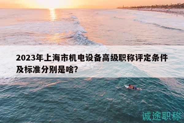2023年上海市機電設備高級職稱評定條件及標準分別是啥？