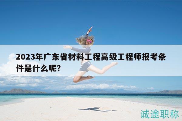 2023年廣東省材料工程高級工程師報考條件是什么呢？