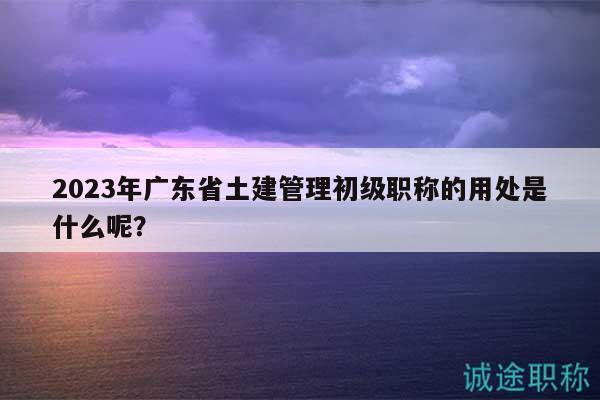 2023年廣東省土建管理初級(jí)職稱的用處是什么呢？