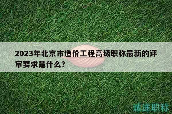 2023年北京市造價工程高級職稱最新的評審要求是什么？
