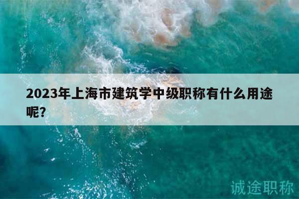2023年上海市建筑學(xué)中級職稱有什么用途呢？