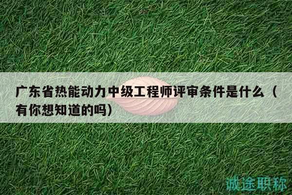 廣東省熱能動力中級工程師評審條件是什么（有你想知道的嗎）